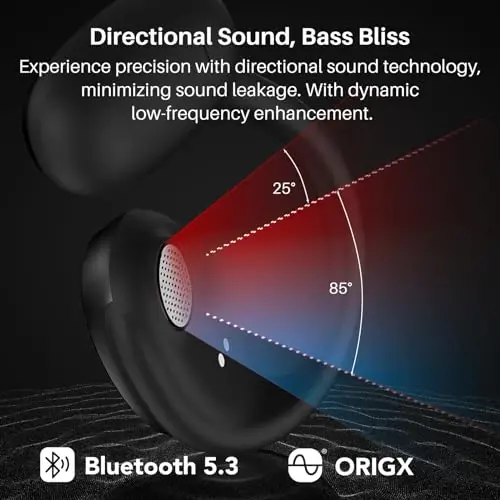 TOZO OpenEgo Open Ear Earbuds Bluetooth Headphones, 80Hrs Playtime Wireless Earbuds with Earhooks, Digital Display, 32 EQ Modes, Clear Call, Comfortable Wear, Sweat-Proof for Running Workout Black - 1