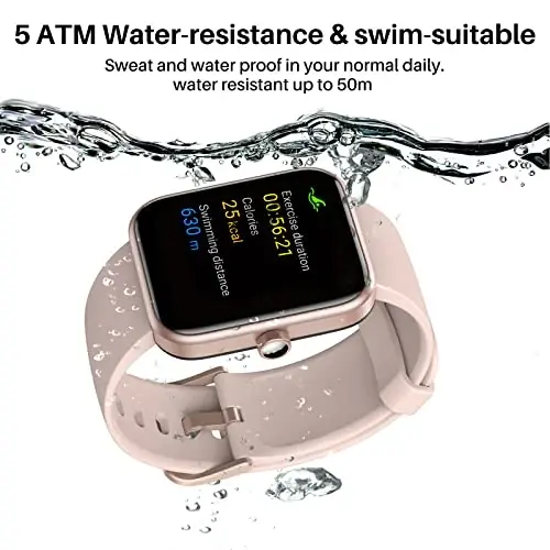 TOZO S2 44mm Smart Watch Alexa Built-in Fitness Tracker with Sleep Monitor,5ATM Waterproof HD Touchscreen for Men Women Compatible with iPhone&Android Rose Gold - 3