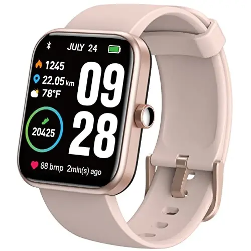 TOZO S2 44mm Smart Watch Alexa Built-in Fitness Tracker with Sleep Monitor,5ATM Waterproof HD Touchscreen for Men Women Compatible with iPhone&Android Rose Gold 