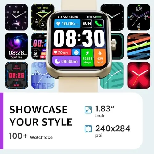 TOZO S3 Smart Watch for Men Women for iPhone&Android, 1.83