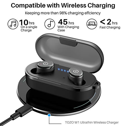 TOZO T10 (Classic Edition) Bluetooth 5.3 Wireless Earbuds with Wireless Charging Case IPX8 Waterproof Stereo Headphones in Ear Built in Mic Headset Premium Sound with Deep Bass, 32 Preset EQs via APP - 5