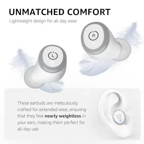 TOZO T10 (Ergonomik Nashr) Simsiz Quloqchinlar Bluetooth 5.3, Ilova Orqali Sozlashtiriladigan EQ, Ergonomik Dizayn, 55 soat Davom Etish Vaqti, Simsiz Zaryadlash Qutisi, IPX8 Su o'tkazmaydigan Quloq ichidagi Quloqchin, 2024-yilgi Yangi Nashr - 4