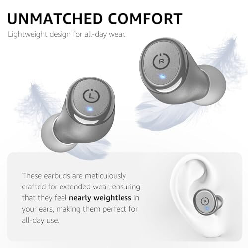 TOZO T10 (Klassik Nashr) Bluetooth 5.3 Simsiz Quloqchinlar Simsiz Zaryad Qutusi IPX8 Su o'tkazmaydigan Stereo Quloqchin Quloq ichiga O'rnatilgan Mikrofon Quloqchin Premium Ovoz Chuqur Bass Sport Uchun Kulrang - 6