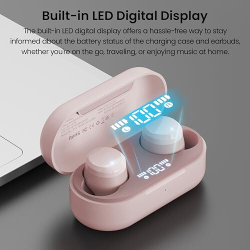 TOZO T12 (Compact Ergonomic Edition) Wireless Earbuds Bluetooth 5.3 Headphones, Call ENC Noise Cancelling Mic, 55Hrs Playtime App Customize EQ IPX8 Waterproof LED Digital Display Premium Sound Headset - 2