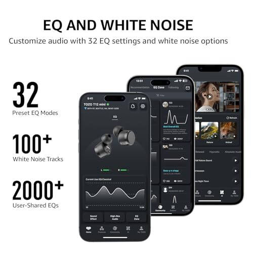 TOZO T12 (Compact Ergonomic Edition) Wireless Earbuds Bluetooth 5.3 Headphones, Call ENC Noise Cancelling Mic, 55Hrs Playtime App Customize EQ IPX8 Waterproof LED Digital Display Premium Sound Headset - 5