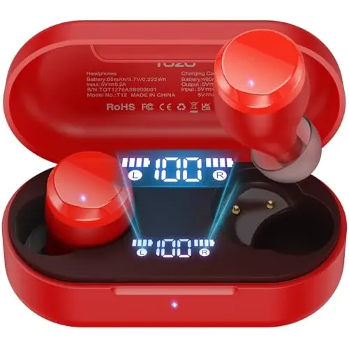 TOZO T12 Wireless Earbuds Bluetooth 5.3 Headphones, Call ENC Noise Cancelling Mic, 55Hrs Playtime App Customize EQ IPX8 Waterproof LED Digital Display Premium Sound Headset - 1
