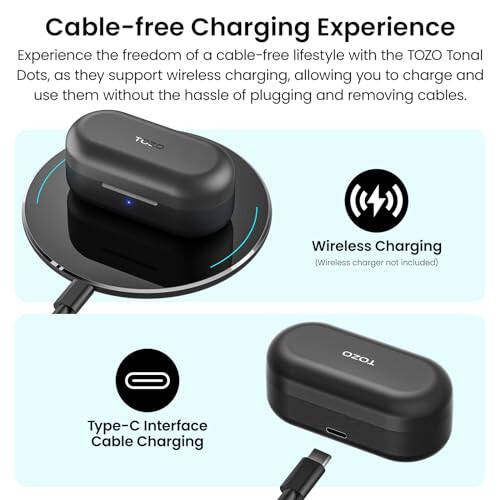 TOZO T12 (Компактное Эргономичное Издание) Беспроводные Наушники Bluetooth 5.3, Микрофон с шумоподавлением ENC для вызовов, 55 часов воспроизведения, Настройка эквалайзера в приложении, IPX8 Водонепроницаемость, LED-дисплей, Премиум-звук - 4