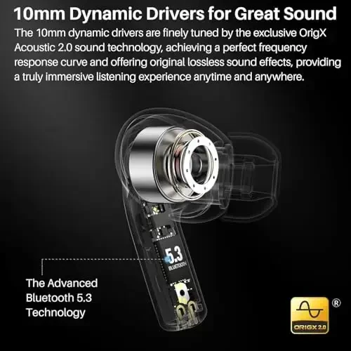 TOZO T20 simsiz quloqchinlari Bluetooth naushniklari 48,5 soat LED raqamli displey bilan o'yin vaqti, IPX8 suv o'tkazmaydigan, qo'sh mikrofonli qo'ng'iroq shovqinini bekor qilish 10 mm keng diapazonli dinamiklar simsiz zaryadlash qutisi bilan - 3