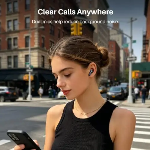 TOZO T20 Wireless Earbuds 97H Playtime, Wireless Charging LED Display Case | 10mm Deep Bass Sound, Dual Mic ENC Clear Calls, IPX8 Waterproof, Bluetooth 5.3, Comfortable Fit Ear Buds For Daily Use, Blue - 5