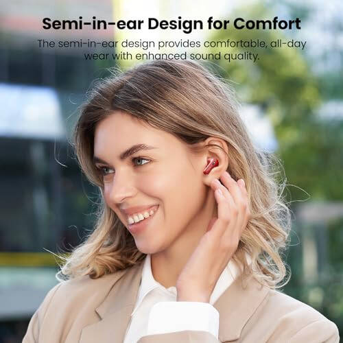 TOZO T21 Simsiz Quloqchinlar, 5.3 Bluetooth Quloqchin, Ikkita Mikrofonli Shovqinni Bekitish, Quloq Ichiga, IPX8 Su O'tkazmaydigan, 44 soat Davom etadigan Stereo Ovoz, Quvvat Ko'rsatkichli Simsiz Zaryadlash Korpusi bilan, Qizil - 5
