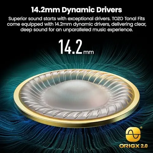 TOZO T21 Simsiz Quloqchinlar, 5.3 Bluetooth Quloqchin, Ikkita Mikrofonli Shovqinni Bekitish, Quloq Ichiga, IPX8 Su O'tkazmaydigan, 44 soat Davom etadigan Stereo Ovoz, Quvvat Ko'rsatkichli Simsiz Zaryadlash Korpusi bilan, Qizil - 6