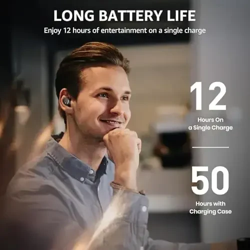 TOZO T6 (Классическое издание) Беспроводные наушники Bluetooth 5.3 с сенсорным управлением и чехлом для беспроводной зарядки IPX8 Водонепроницаемые стереонаушники Встроенный микрофон Наушники Премиум глубокие басы Черный - 5