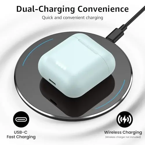 TOZO T6 Wireless Earbuds Bluetooth 5.3 Stereo Sound in Ear Headphones | OrigX Stereo Deep Bass, 40H Playtime, Lighter Ear buds, IPX8 Waterproof, wireless Charging Case, 32 EQs via APP Blue - 4