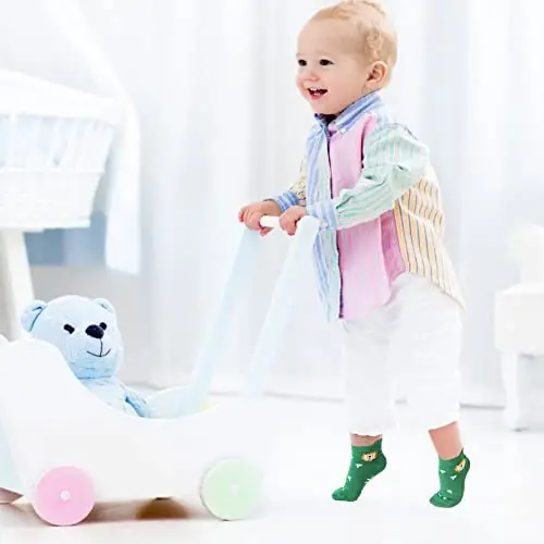 Tphon Non Slip Kids Toddler Socks with Grippers Baby 12 Pairs Anti Skid Socks for Boys Girls 0-7 Year Children - 3