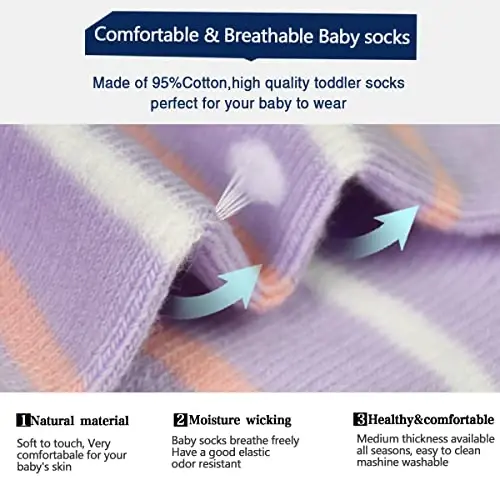 Tphon Non Slip Kids Toddler Socks with Grippers Baby 12 Pairs Anti Skid Socks for Boys Girls 0-7 Year Children - 4