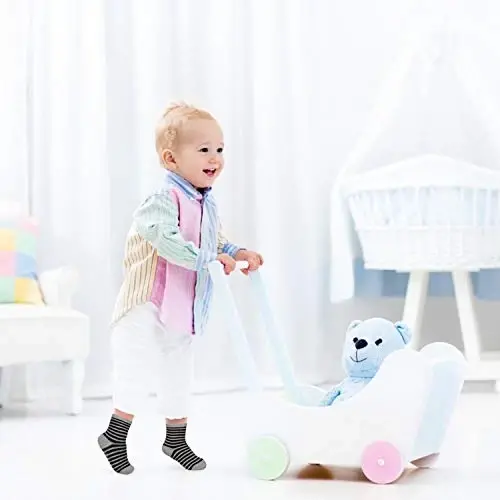 Tphon Non Slip Kids Toddler Socks with Grippers Baby 12 Pairs Anti Skid Socks for Boys Girls 0-7 Year Children - 2
