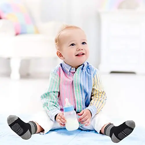 Tphon Non Slip Kids Toddler Socks with Grippers Baby 12 Pairs Anti Skid Socks for Boys Girls 0-7 Year Children - 3