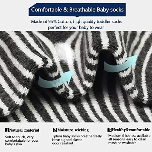 Tphon Non Slip Kids Toddler Socks with Grippers Baby 12 Pairs Anti Skid Socks for Boys Girls 0-7 Year Children - 7