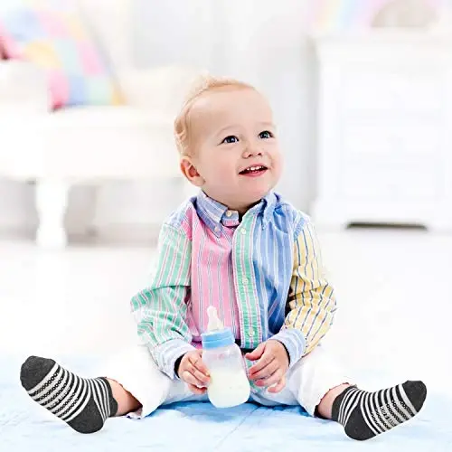 Tphon Non Slip Kids Toddler Socks with Grippers Baby 12 Pairs Anti Skid Socks for Boys Girls 0-7 Year Children - 3