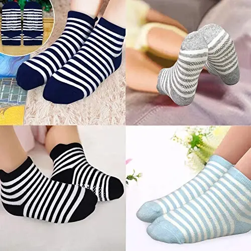Tphon Non Slip Kids Toddler Socks with Grippers Baby 12 Pairs Anti Skid Socks for Boys Girls 0-7 Year Children - 5