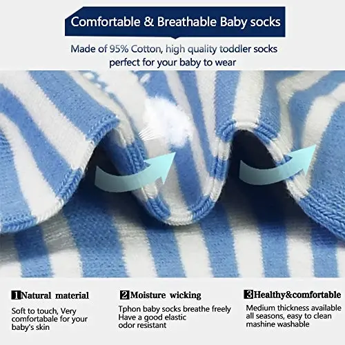 Tphon Non Slip Kids Toddler Socks with Grippers Baby 12 Pairs Anti Skid Socks for Boys Girls 0-7 Year Children - 7