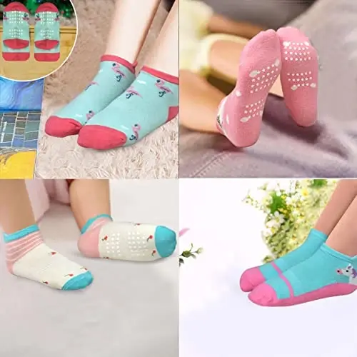 Tphon Non Slip Kids Toddler Socks with Grippers Baby 12 Pairs Anti Skid Socks for Boys Girls 0-7 Year Children - 4