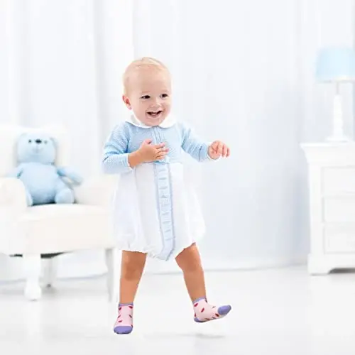 Tphon Non Slip Kids Toddler Socks with Grippers Baby 12 Pairs Anti Skid Socks for Boys Girls 0-7 Year Children - 6