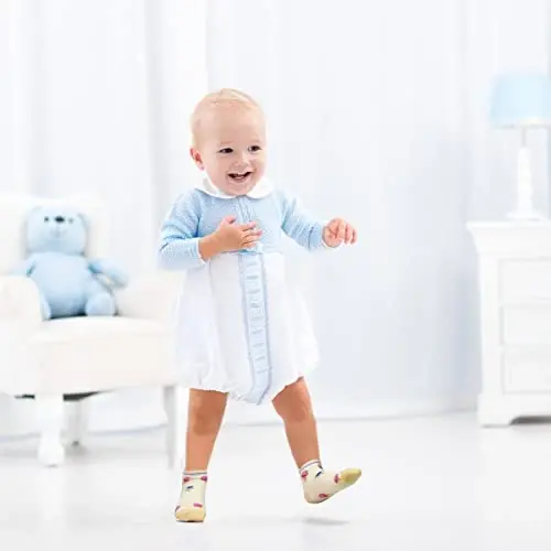 Tphon Non Slip bolalar paypoqlari, tutqichli chaqaloq paypoqlari, o'g'il bolalar va qizlar uchun 12 juft sirpanishga qarshi paypoqlar 0-7 yoshli bolalar - 6