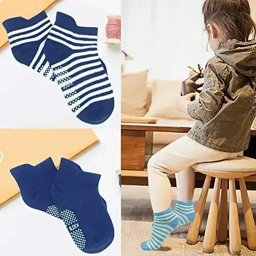 Tphon Non Slip Kids Toddler Socks with Grippers Baby 12 Pairs Anti Skid Socks for Boys Girls 0-7 Year Children - 6