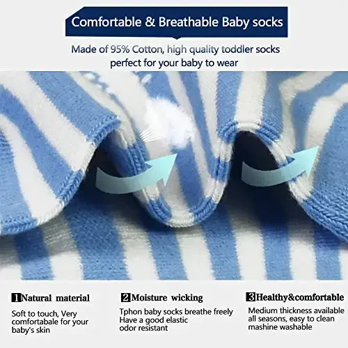 Tphon Non Slip Kids Toddler Socks with Grippers Baby 12 Pairs Anti Skid Socks for Boys Girls 0-7 Year Children - 7