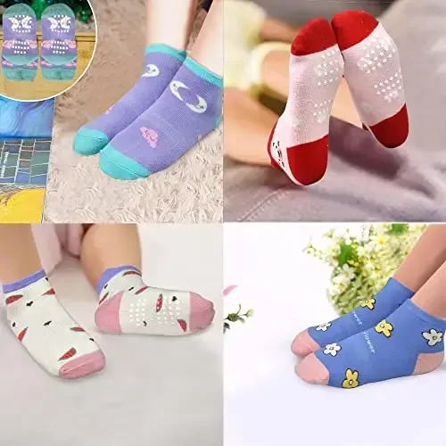 Tphon Non Slip Kids Toddler Socks with Grippers Baby 12 Pairs Anti Skid Socks for Boys Girls 0-7 Year Children - 3