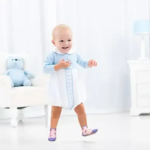 Tphon Non Slip Kids Toddler Socks with Grippers Baby 12 Pairs Anti Skid Socks for Boys Girls 0-7 Year Children - 6