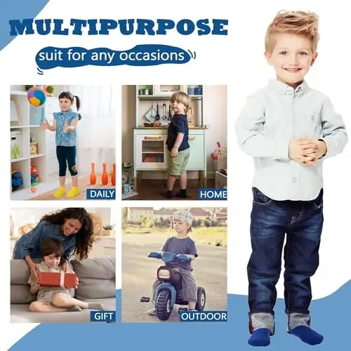 Tphon Non Slip Toddler Paypoqlari 12 juftlik Go'dak Bolalar Bolalar uchun Tutqichli Paypoqlar O'g'il Qizlar uchun Sirpanishga qarshi To'piqli Paypoqlar 0-7 yoshli bolalar uchun - 6