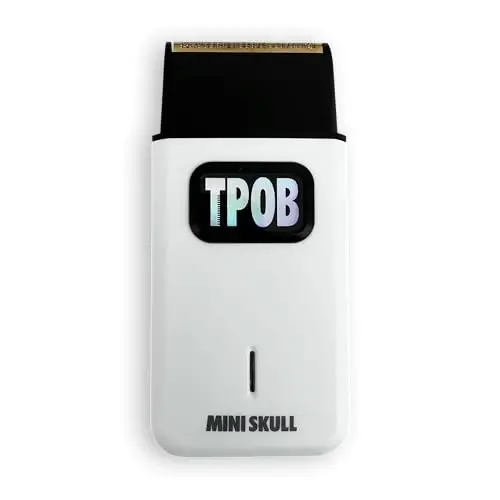TPOB Mini Skull Single Shaver ixcham dizayni bilan cho'ntagingizga sig'adi, Turbo zaryadlangan motori bilan ham professional, ham uyda foydalanish uchun ideal (Oq) - TPOB