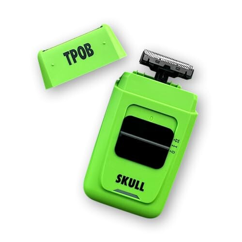 TPOB Skull Foil Shavers with Krunch Blades - Compact Design That can fit in Your Pocket with a Turbo Charged Motor, Perfect for Both Professional and at-Home use (Slime) - 3