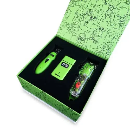 TPOB Slime 2 Barber Hair Clippers Trimmer Shaver Set for Men with Matte Green Case and X Fade Blade - 1