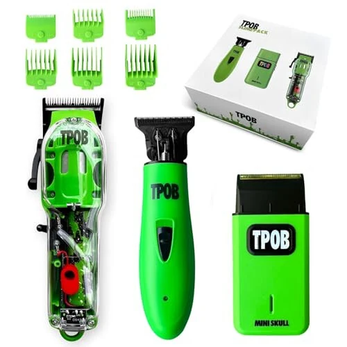 TPOB Slime 2 Barber Hair Clippers Trimmer Shaver Set for Men with Matte Green Case and X Fade Blade - 6