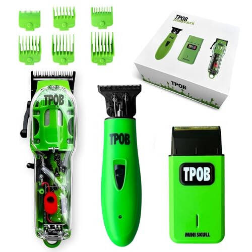 TPOB Slime 2 Barber Hair Clippers Trimmer Shaver Set for Men with Matte Green Case and X Fade Blade - 6