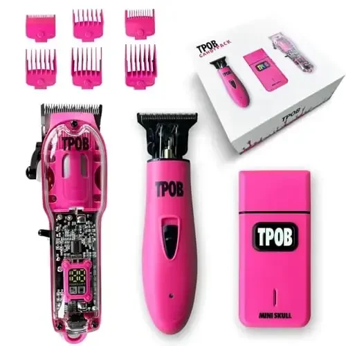 TPOB Slime 2 Candy Pink Clipper Trimmer Shaver Set Barber Hair Clippers in Matte Pink with Taper Blade - 1