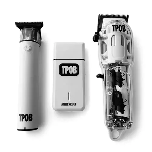 TPOB Slime 2 Professional Hair Clippers for Men - Barber Clippers and Trimmers Set with Foil Shaver, 6800 RPM Cordless Hair Cutting Kit, Fade Clippers with Matte Grip Case & X Fade Blade (Matte White) - TPOB (1)