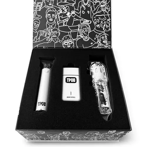 TPOB Slime 2 Professional Hair Clippers for Men - Barber Clippers and Trimmers Set with Foil Shaver, 6800 RPM Cordless Hair Cutting Kit, Fade Clippers with Matte Grip Case & X Fade Blade (Matte White) - 4