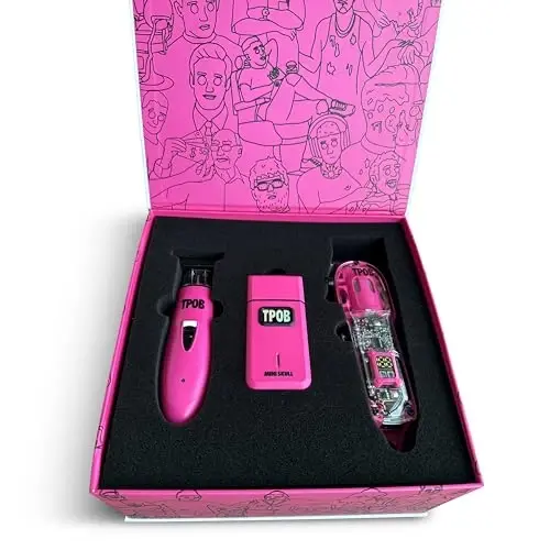 TPOB Slime 2 Candy Pink Clipper Trimmer Shaver Set Barber Hair Clippers in Matte Pink with Taper Blade - MODAZONE (1)