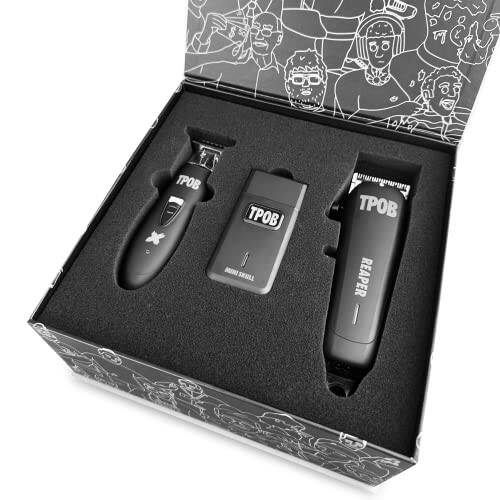 TPOB Slime 2 Black Clipper Trimmer Shaver Set Barber Hair Clippers for Men 6800 RPM with Rubber Case - 1