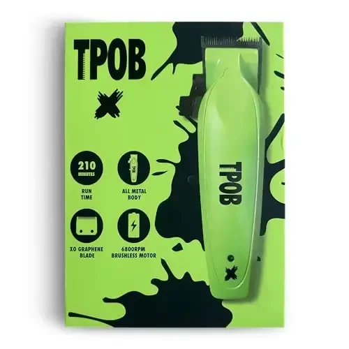 TPOB X Digital Brushless 6800rpm erkaklar uchun metall professional soch kesuvchi mashinalari, XO Combination Fade/Taper Blade simsiz qayta zaryadlanuvchi kesuvchi mashinalari (X Clipper Green) - 3