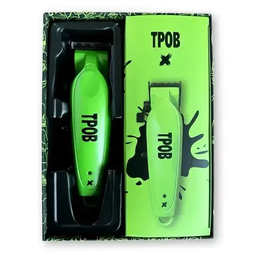 TPOB X Digital Brushless 6800rpm erkaklar uchun metall professional soch kesuvchi mashinalari, XO Combination Fade/Taper Blade simsiz qayta zaryadlanuvchi kesuvchi mashinalari (X Clipper Green) - 6