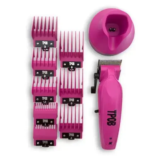 TPOB X Digital Brushless 6800rpm Professional Soch Trimmer Erkaklar uchun Soch Kliperlari, Psycho Zero Gapped T-Blade Trimmer Simsiz Qayta Zaryadlanuvchi Edgers Kliperlari (X Clipper Pushti Stand bilan) - 4