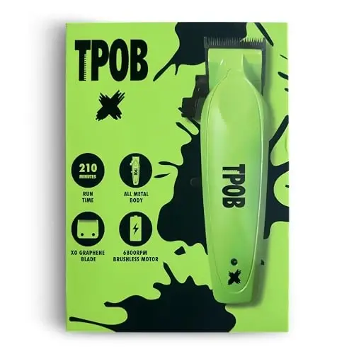 TPOB X Digital Brushless 6800rpm Professional Soch Trimmer Erkaklar uchun Soch Kliperlari, Psycho Zero Gapped T-Blade Trimmer Simsiz Qayta Zaryadlanuvchi Edgers Kliperlari (X Clipper Pushti Stand bilan) - 3