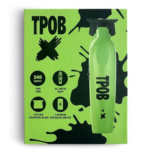 TPOB X Digital Brushless 7200rpm Professional Erkaklar uchun Soch Qirqish Mashinasi, Psycho Blade Trimmer Simsiz Qayta Zaryadlanadigan Qirqish Mashinasi (X Trimmer Slime) - 2