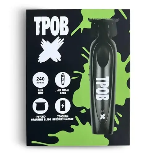TPOB X Digital Brushless 7200rpm Professional Soch Trimmer Erkaklar uchun Soch Kesgich, Psycho Zero Gapped T-Blade Trimmer Cordless Rechargeable Edgers Clippers - 4