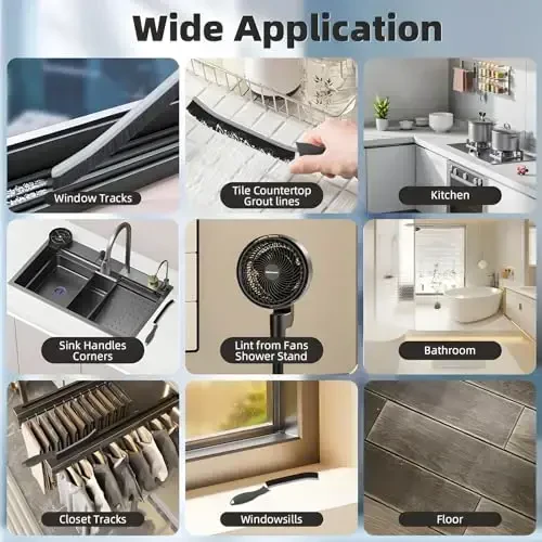 TQRR Hard Bristle Crevice Cleaning Brush-Thin Gap Cleaning Brush, Small Cleaning Brush, Grout Brush, Kitchen Brush, Cleaning Tools for Toilet, Bathroom, Home, Bathtub, Sink, Household, Window (3) - 6